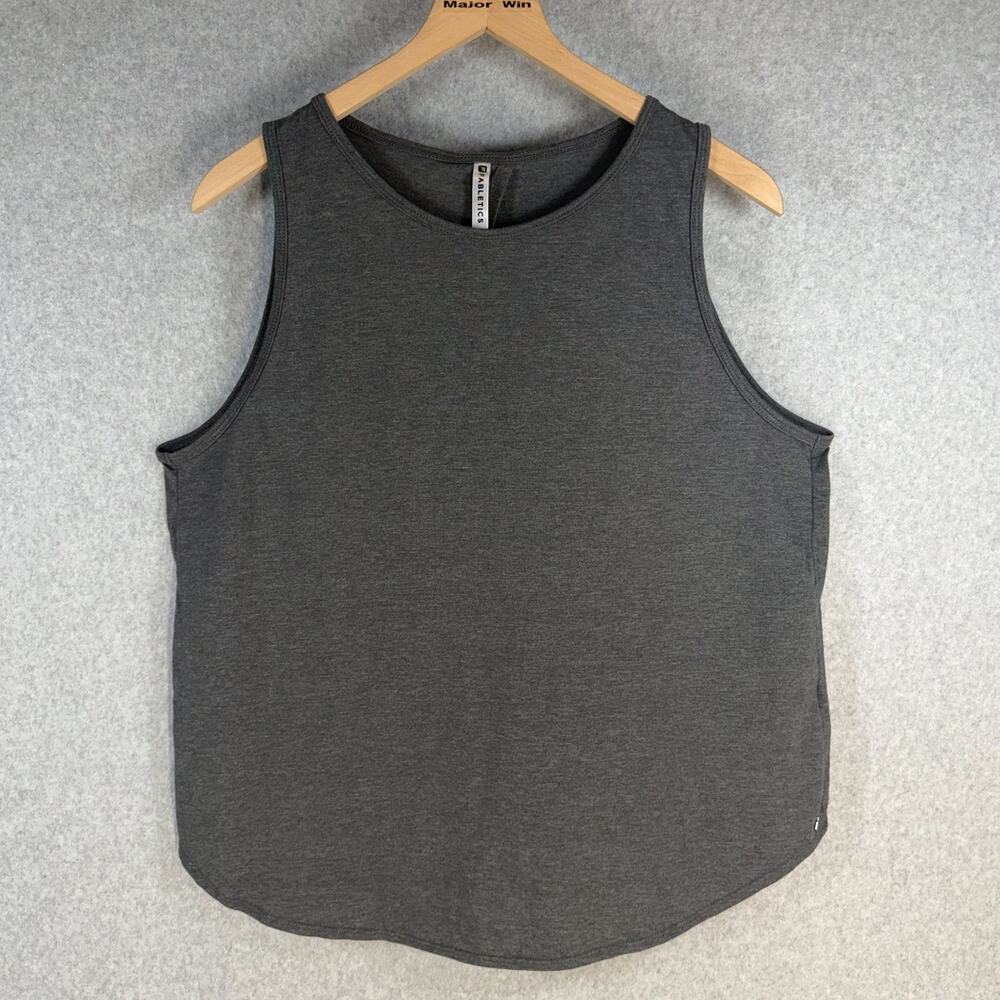 Fabletics Open Back Tank Top Womens XL Gray Athletic Sleeveless Workout Yoga Gym